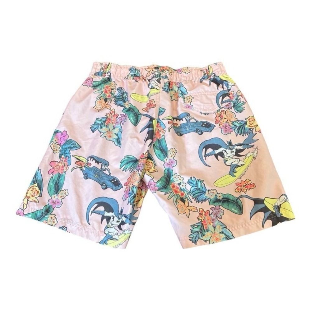 DC Comics Board shorts Batman Mens Swim Trunks Medium Pink Hawaiian Mesh Liner - Picture 2 of 6